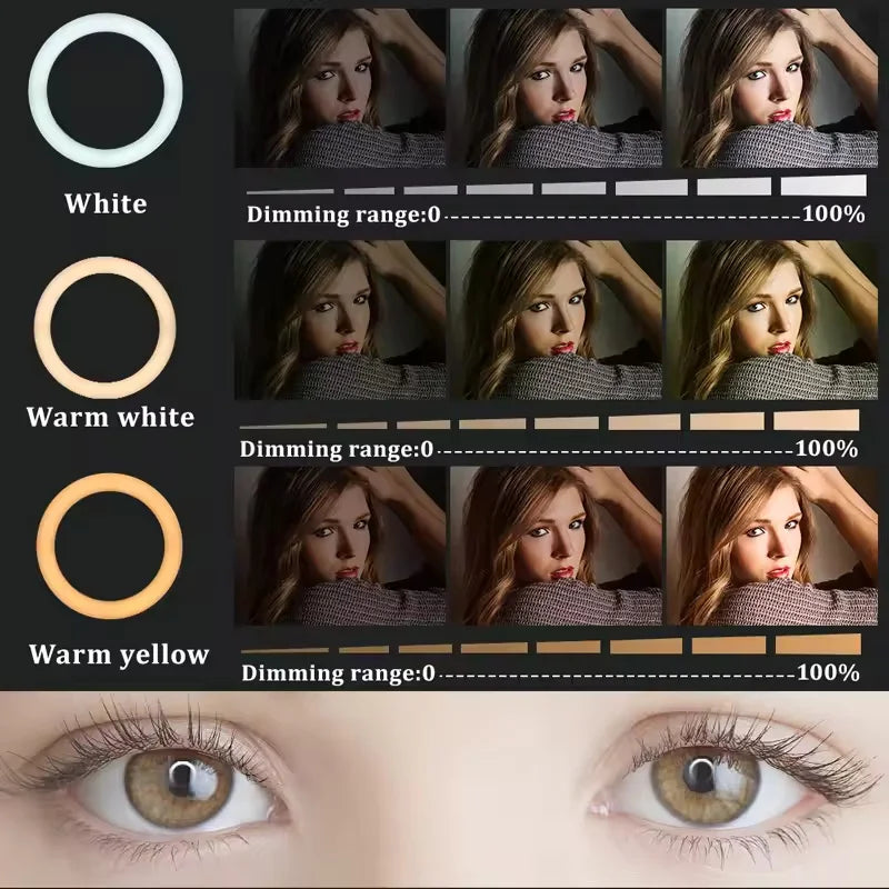 22 inch Ring Light 3000-6500K Color LED Video Ring Lamp with Phone Holder And Remote For MakeUp Youtube Photo Studio