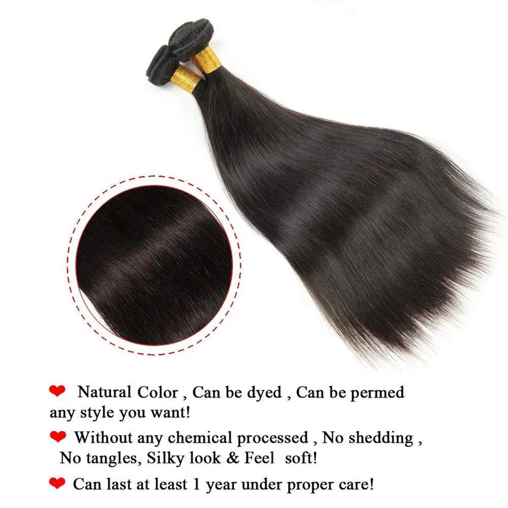 8-32 Inch Bone Straight Human Hair Weave Bundles 12A Brazilian Natural Color Remy Human Hair Extension 1/3/4 Bundles Weft