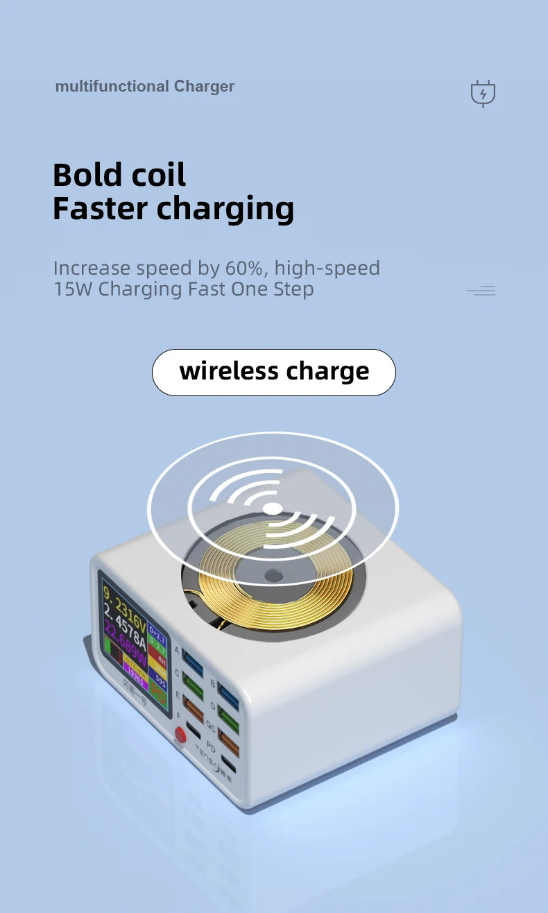 Multifunction 8-port Charger for Mobile Phonewith Short Circuit Repair Function Smart Wireless Fast Charging Tool