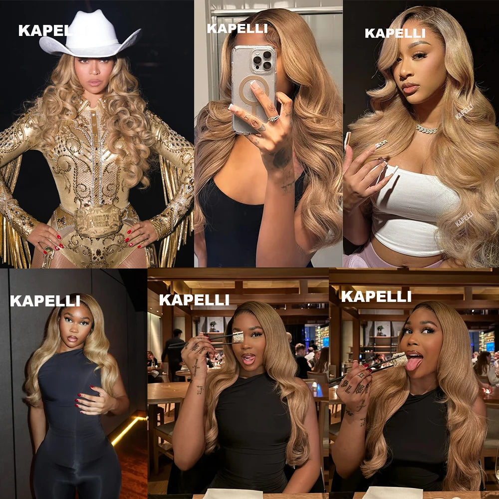 Honey Blonde Human Hair Bundles Body Wave Bundles Human Hair 1 3 4 Brazilian Human Hair Extensions 100% Remy Bundles Deal