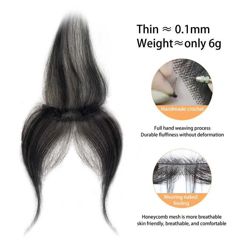 Human Hair Natural Forehead Fringes Hair Bangs 3D French Bangs Wig for Women Hair Pieces Head Curtain Piece Eight Shaped Bangs