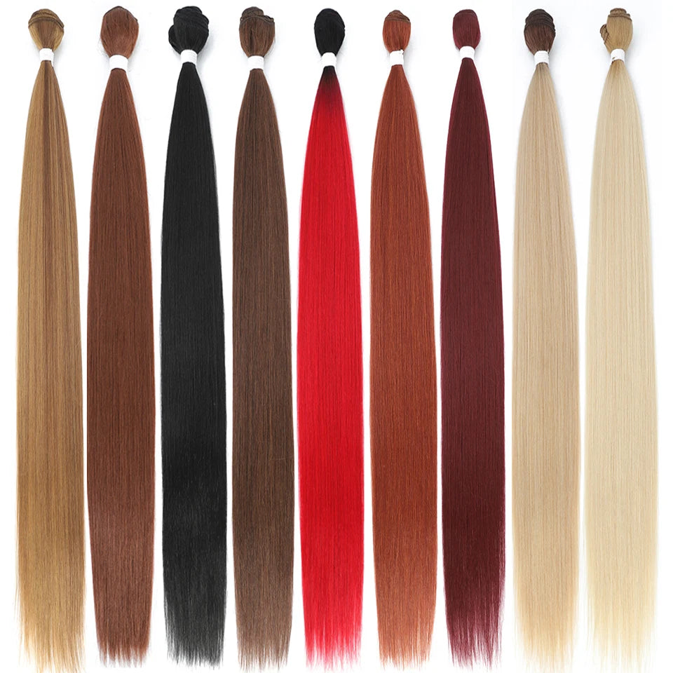 Bone Straight Hair Bundles Salon Natural Hair Extensions Fake Fibers Super Long Synthetic Yaki Straight Hair Weaving Full to End