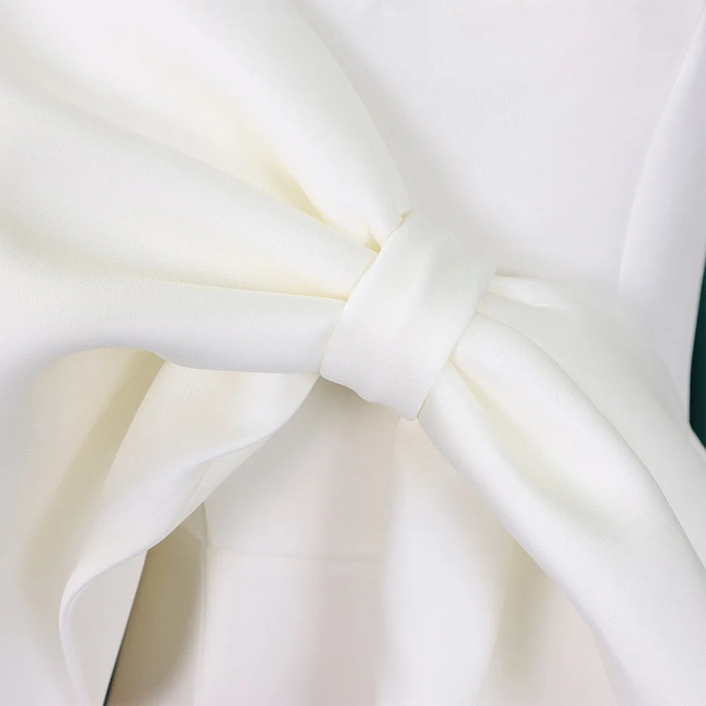 Elegant Party Dresses for Woman 2024 New V Neck Short Sleeve Big Bow Decorate Sheath Side Split Ankle Length Luxury Party Dress