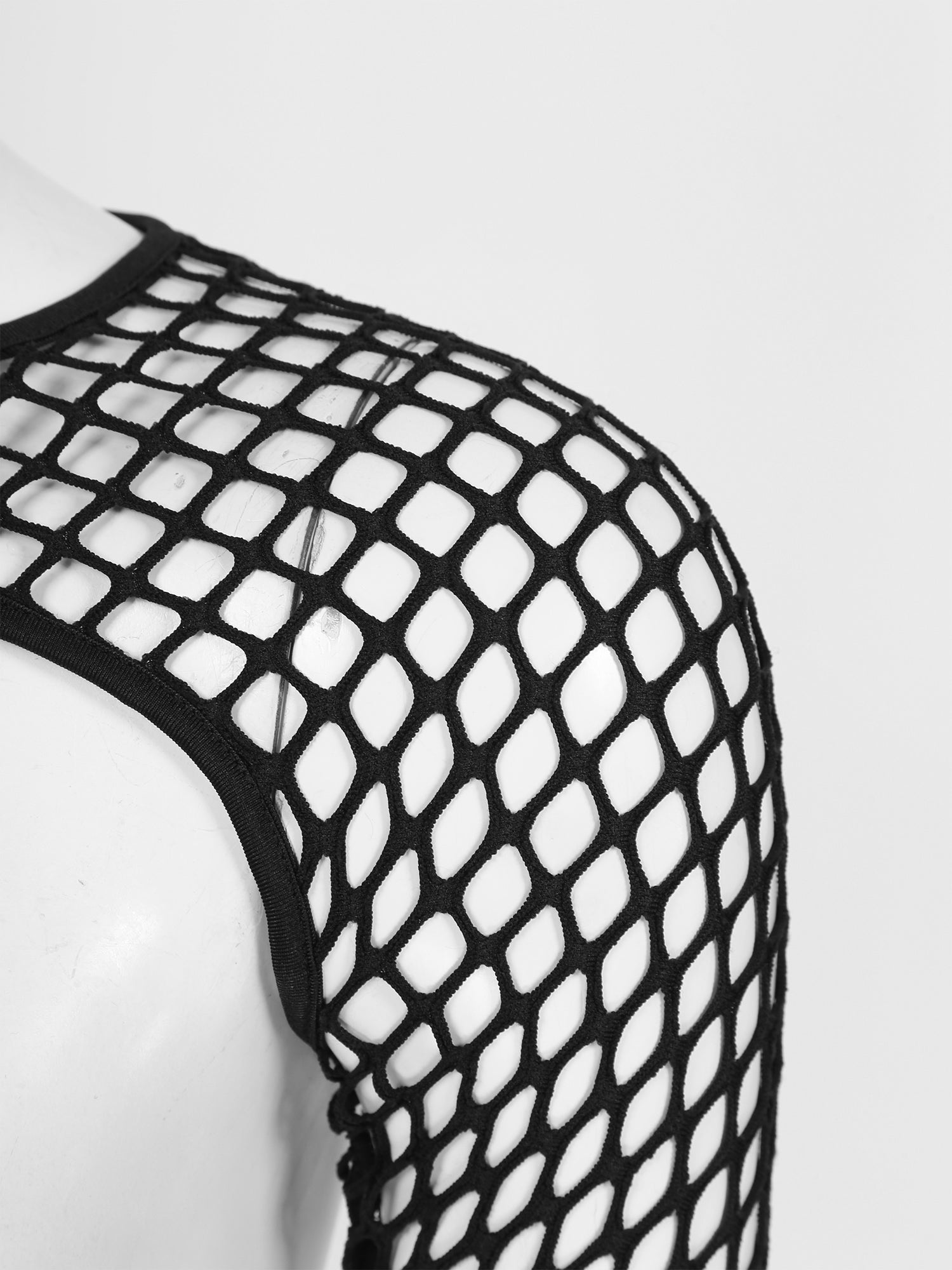 Summer Women T-Shirt Sexy Hip Hop Gothic Female Super-short O Ring Hollow Out Fishnet Long Sleeve Crop Tops Rave Party Clubwear