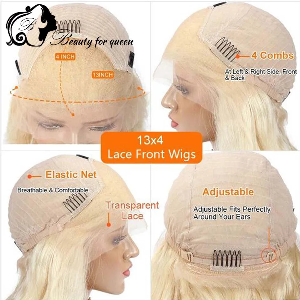 Brazilian 13x4 Colored Human Hair Wig White Straight Short Bob Cosplay Transparent HD Lace Frontal Wigs For Women Pre Plucked