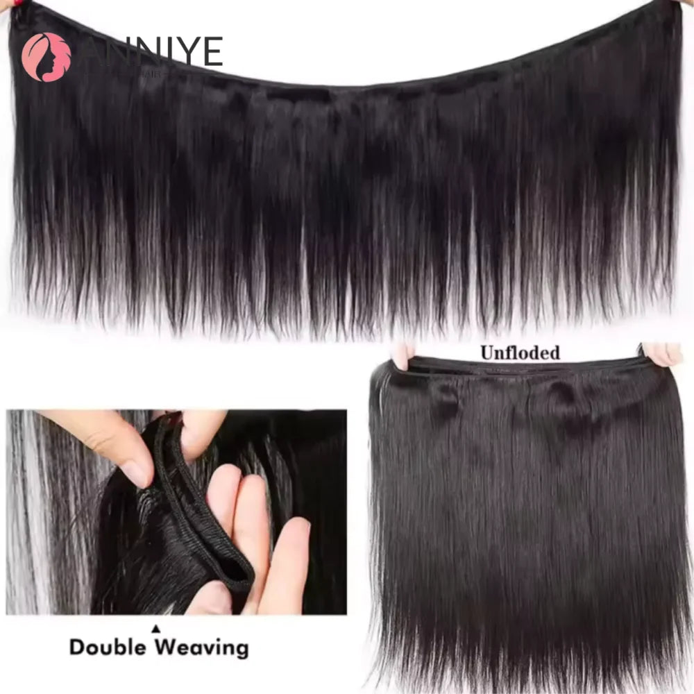 Brazilian Bone Straight Human Hair 1 3 4 Bundles Raw Virgin Remy Hair Extensions Natural Color Long Hair For Women 30 Inch Hair