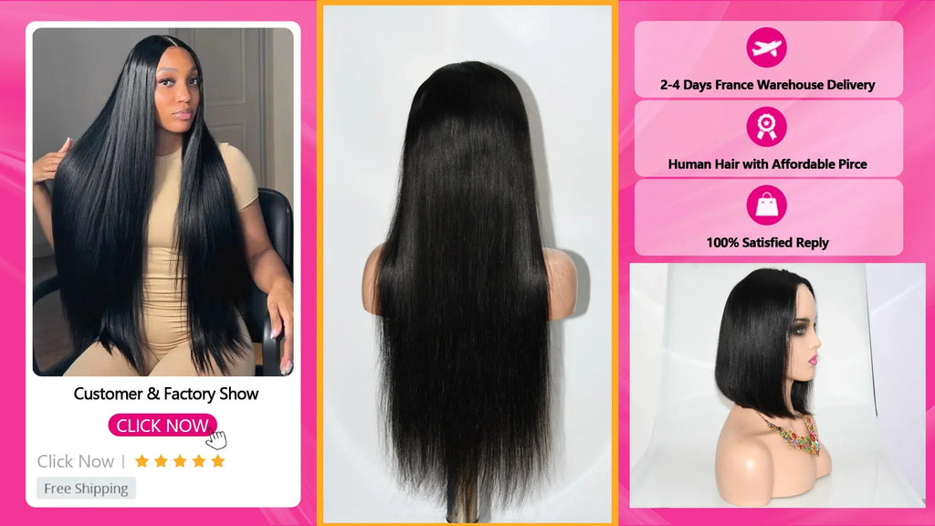 Short Straight Bob Wig, Glue-Free, Ready-to-Wear Real Hair Wig, Pre-Cut 4x4 Elastic Drawstring Upgraded Version