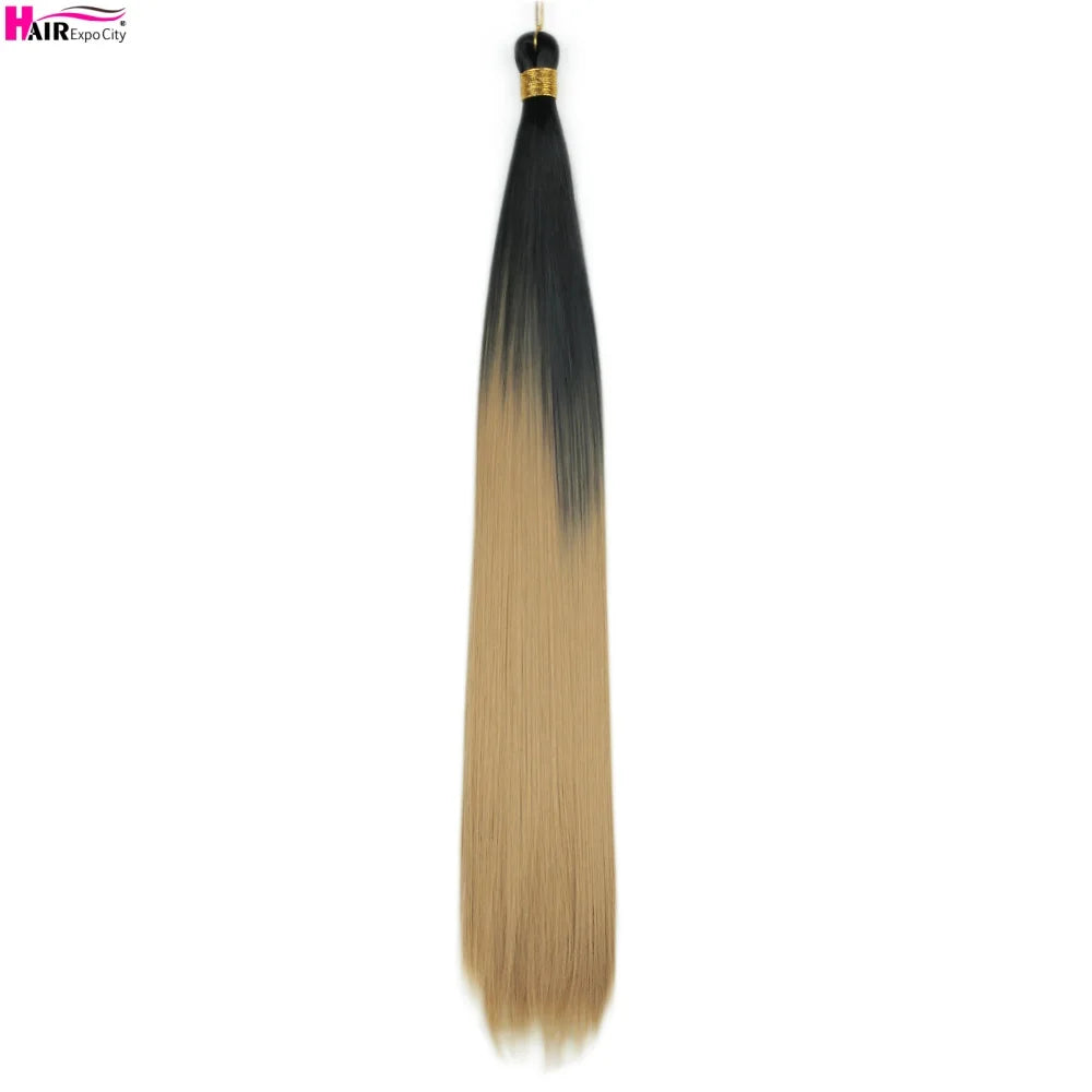 Bone Straight Braiding Hair 150g Silky Synthetic Hair For Box Braids Pre Stretched Ombre Crochet Braids Hair Extension