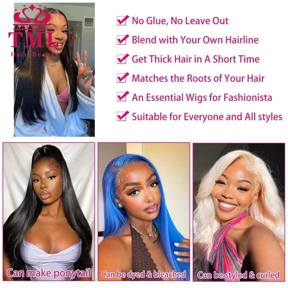 Silkly Straight V Part Human Hair Wigs 30 Inch Bone Straight Wig For Women Daily Use Glueless Wig Ready To Wear On Sale Natural