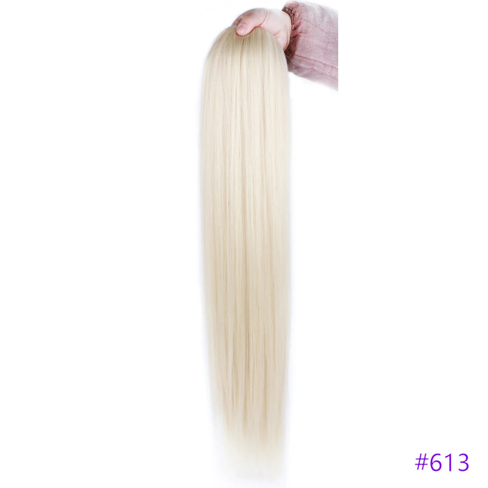 30 Inch Long Bone Straight Ponytails Futura Synthetic Drawstring Ponytails Clip-in Hair Extensions Straight Ponytails for Women