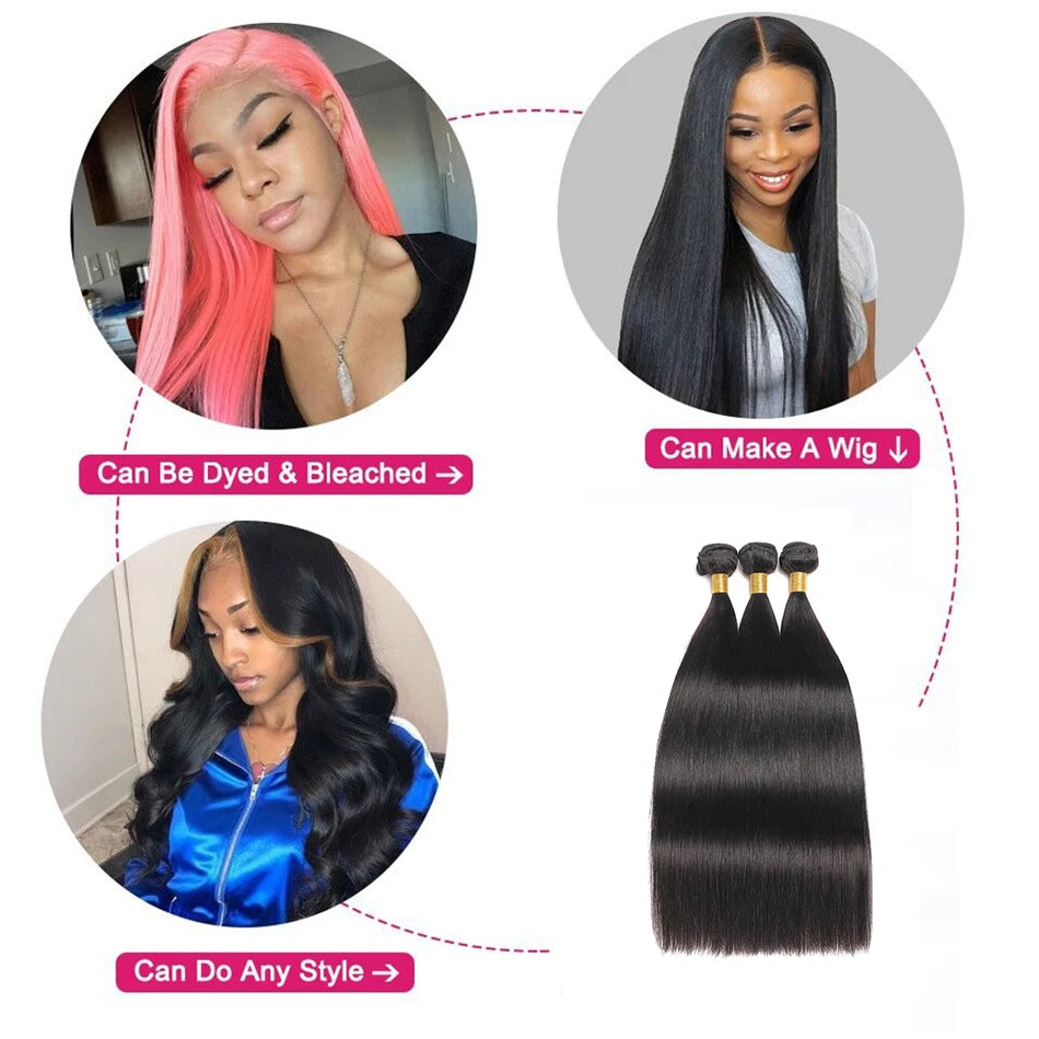 Peruvian 100% Human Hair Straight Bundles Weave Natural Color 1/2/3/4 Bundles Deal 8-30 Inch Bundle Hair Extensions Fow Momen