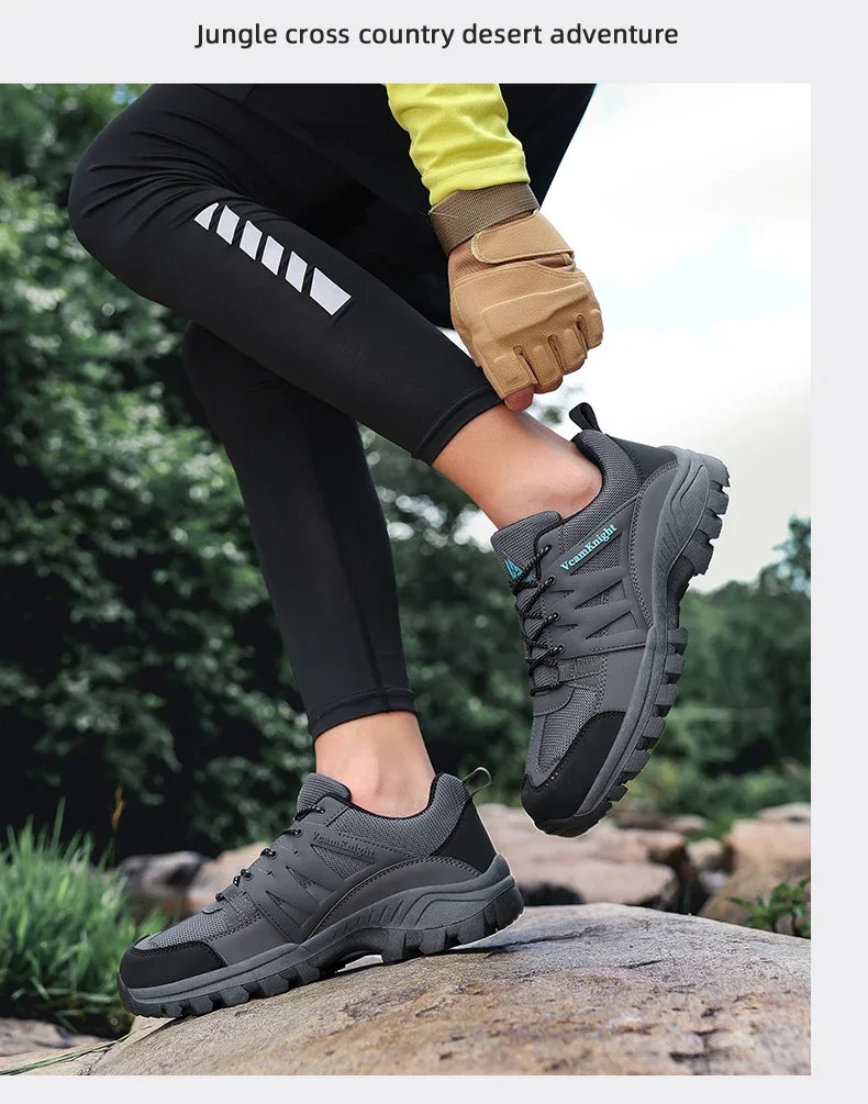 Men Casual Shoes Mountain Sneakers Antiskid Winter Fashion Leather Outdoor Off-Road Trail Running Footwear Low Top Spring Autumn