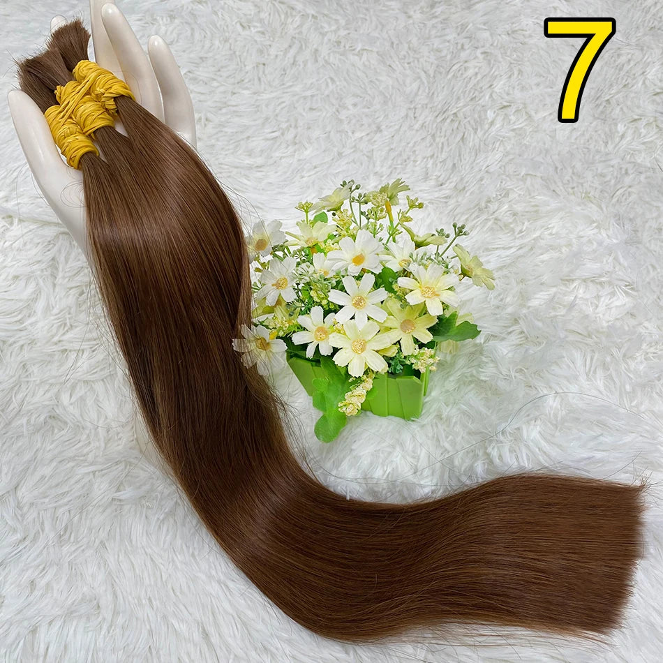 Straight Human Hair Bundles No Weft Natural Black Bulks Blonde Brazilian Remy Hair 100% Real Natural Hair Extension For Women