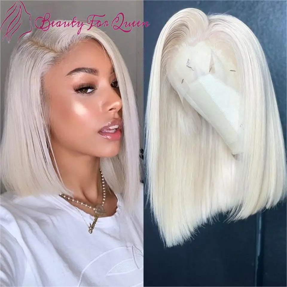 Brazilian 13x4 Colored Human Hair Wig White Straight Short Bob Cosplay Transparent HD Lace Frontal Wigs For Women Pre Plucked