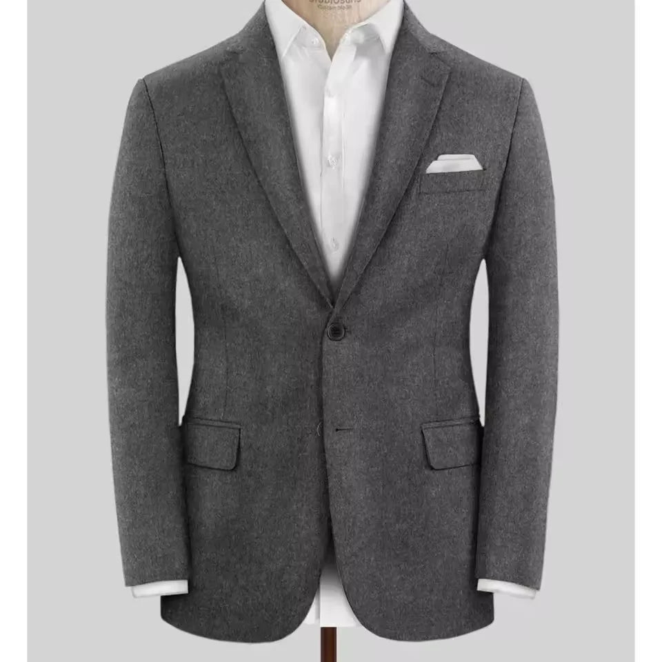 Men's Wool Blazer Single Breasted Slim Fit Suit Jacket Elegant Business Casual Stylish Comfortable Formal Coat Mens Tweed Outer