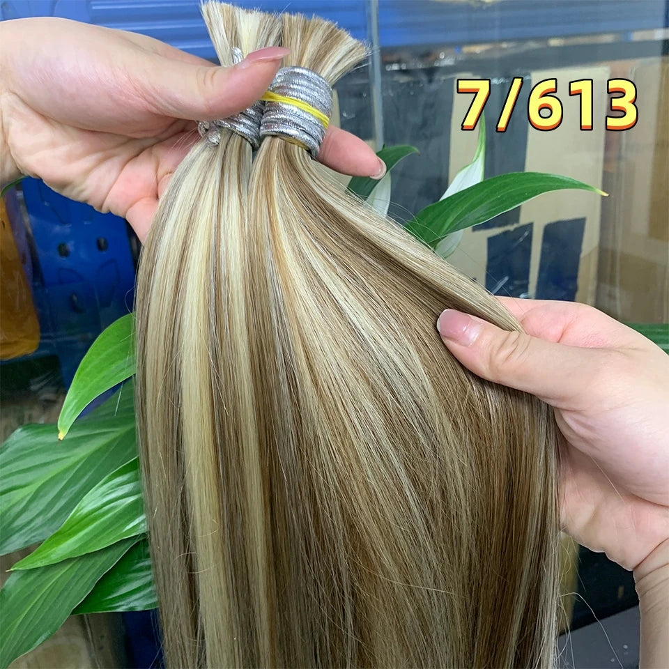 Straight Human Hair Bundles No Weft Natural Black Bulks Blonde Brazilian Remy Hair 100% Real Natural Hair Extension For Women