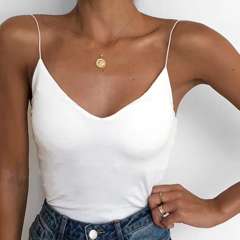 Summer Sexy Women Thin Wild Solid Camis Vest Tank Tops Female Strap Basic Tops Slim Sleeveless Camisole