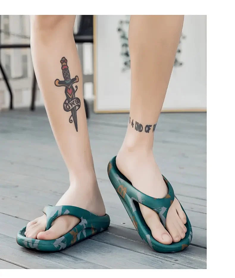 Fashion Daily Slippers for Men Anti Slip Soft Sole Lightweight Home Beach Outdoor Leisure Walking Footwear