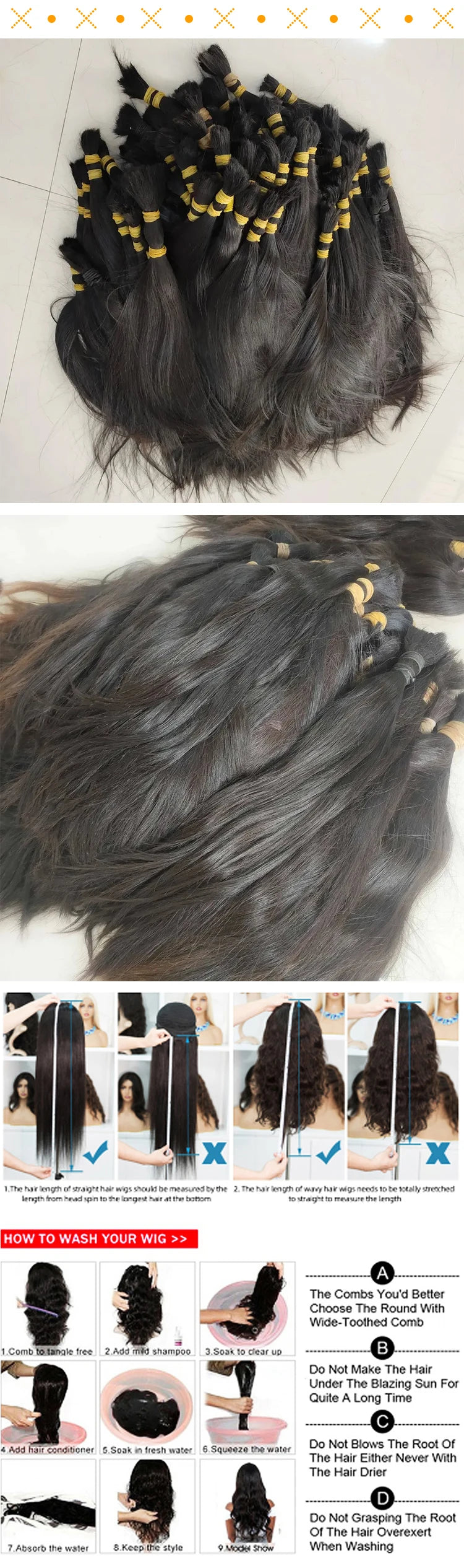 Wholesale Human Hair For Braiding Straight Indian Hair Vendor Virgin Bundles No weft Natural Hair Bulk 100% Human Hair Extension
