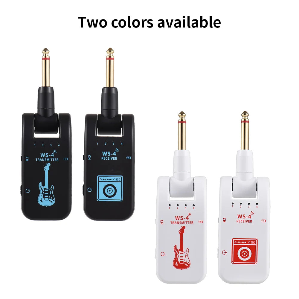 2.4G Wireless Guitar System Rechargeable Guitar Transmitter Receiver 48K/16bit Real-time Transmission Rotatable Plug for Guitars