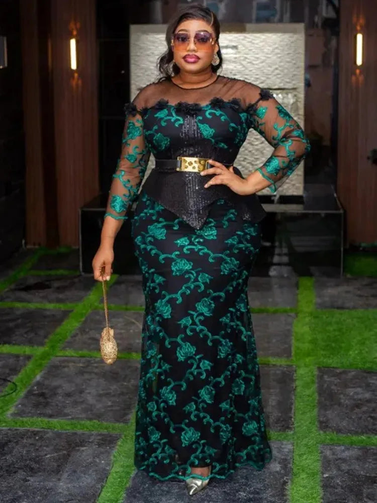 Party Evening Dresses For Women Dashiki Sequin Maxi Robes Turkey African Clothing Birthday Prom Wedding Gown Ladies Long Dress