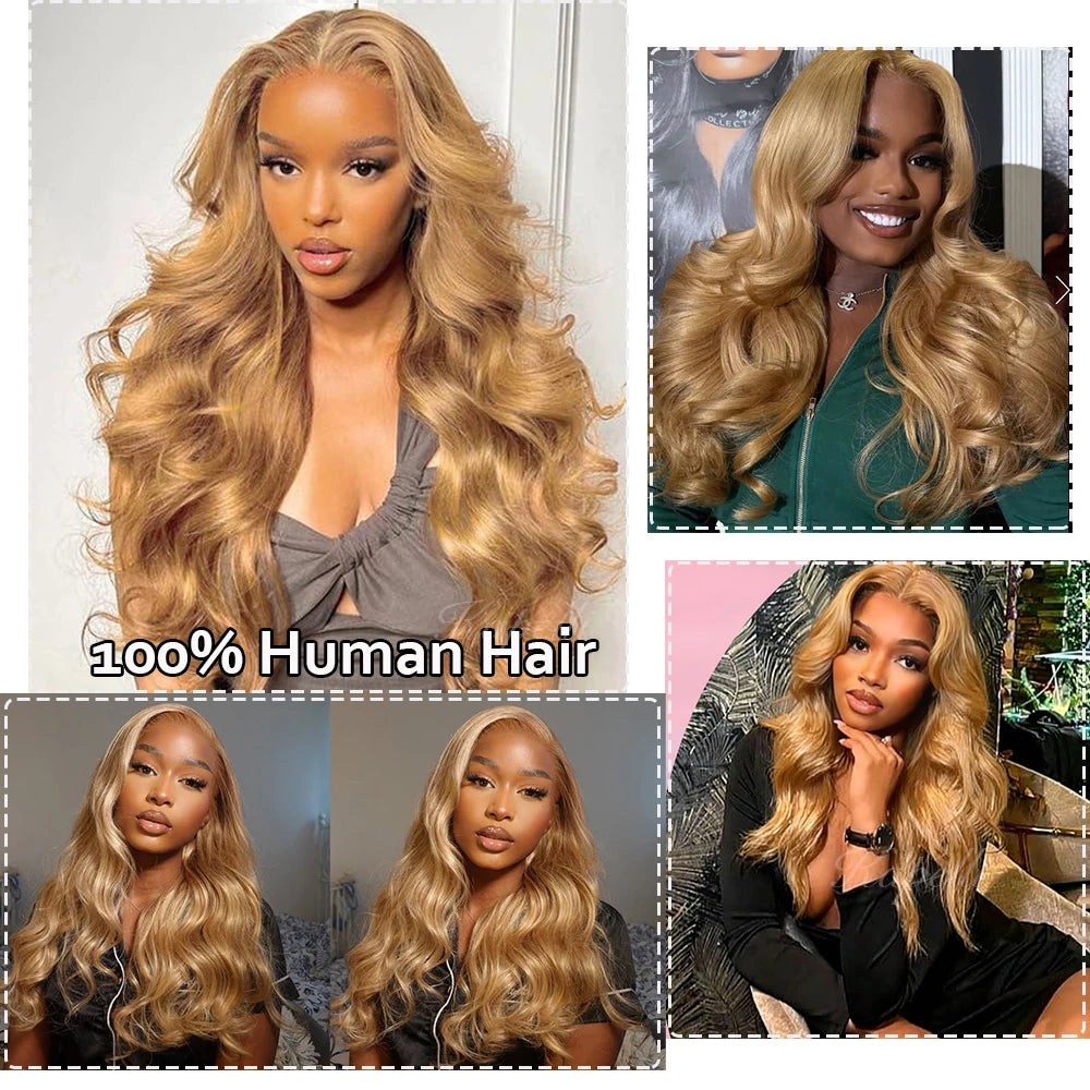 #27 Honey Blonde Hair Body Wave Human Hair Bundles 100% Brazilian Unprocessed Raw Hair Extensions #613 Blonde Bundle Deal