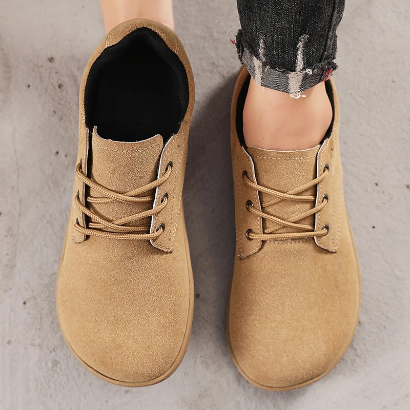 Wide Toe Barefoot Shoes for Men Outdoor Treking Sports Minimalist Walking Shoes Suede Waterproof Outdoor Men Travel Sneakers
