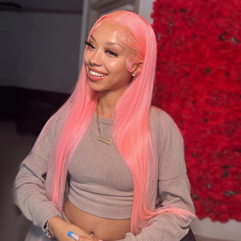 Bone Straight 13x6 HD Light Pink Lace Front Wigs Human Hair For Women Brazilian 613 Color 13x4 Lace Frontal Wig Pre Plucked 200%