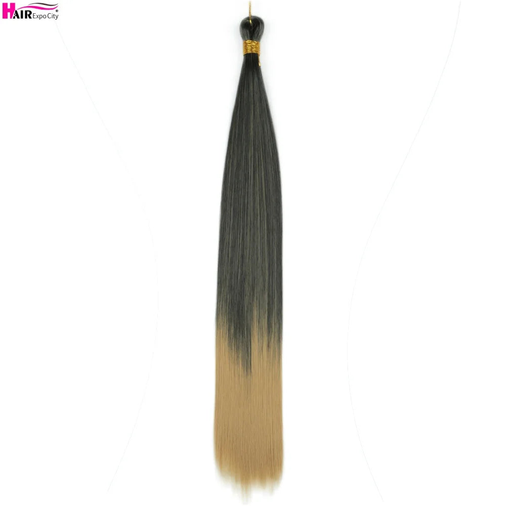 Bone Straight Braiding Hair 150g Silky Synthetic Hair For Box Braids Pre Stretched Ombre Crochet Braids Hair Extension