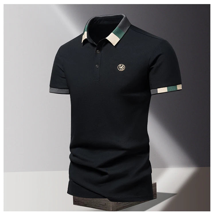 POLO shirt men's summer fashion ice silk quick drying short sleeved T-shirt solid color loose casual business collar top
