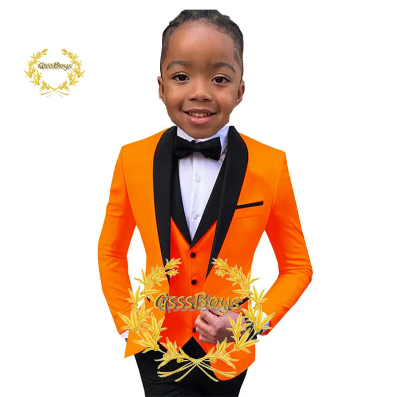 Boys Suit Wedding Tuxedo 3 Piece Shawl Collar Jacket Pants Vest Child Formal Blazer Set Slim Fit Outfit costume garcon mariage