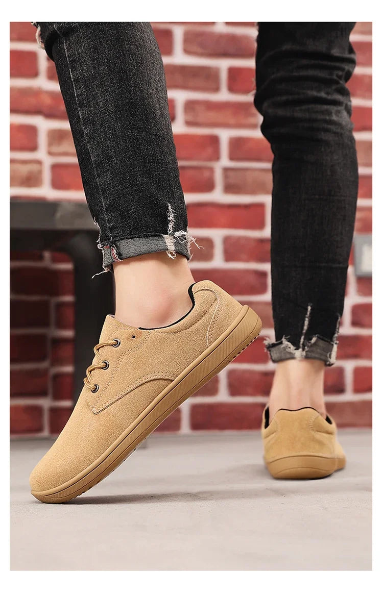 Wide Toe Barefoot Shoes for Men Outdoor Treking Sports Minimalist Walking Shoes Suede Waterproof Outdoor Men Travel Sneakers