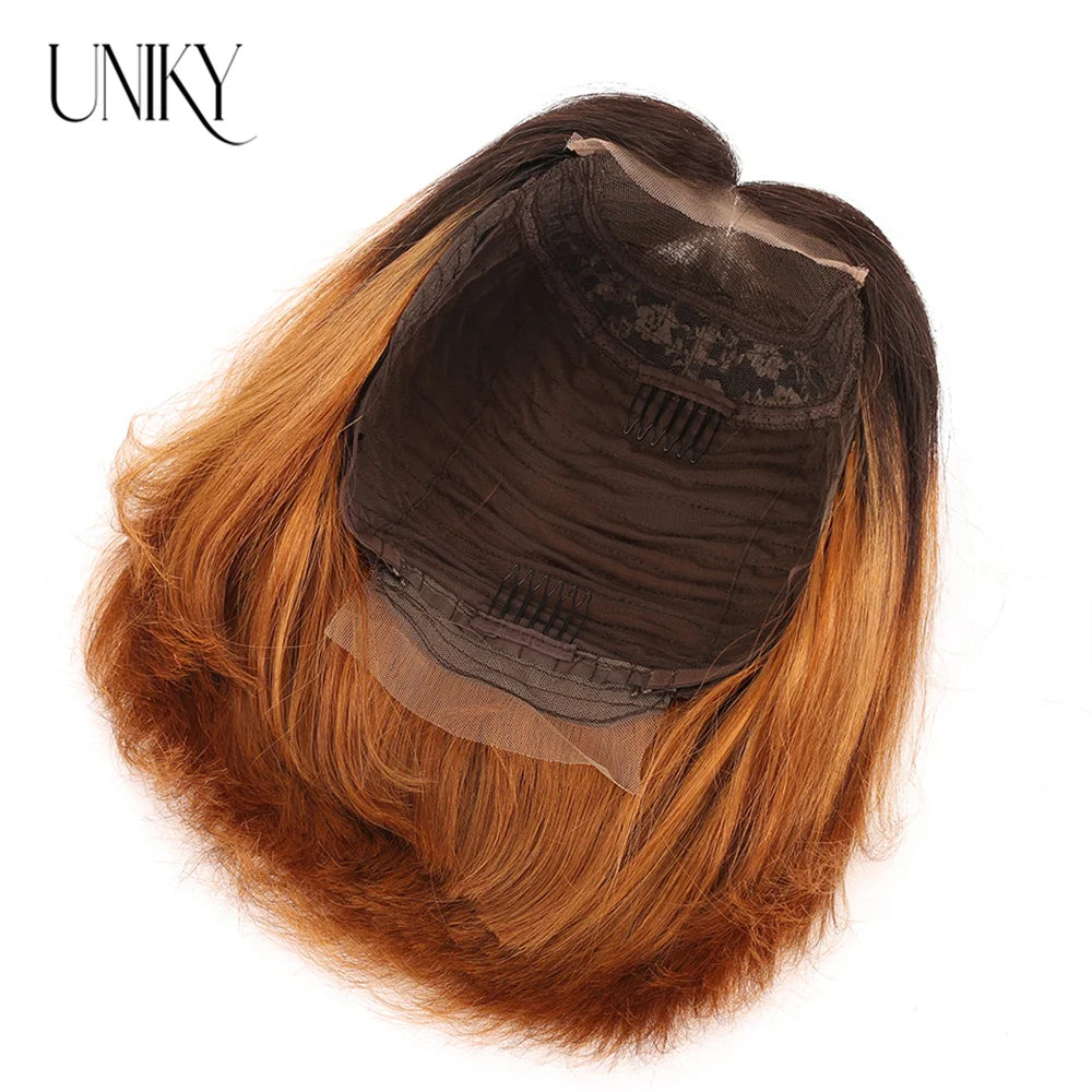 Brazilian Bone Straight Human Hair Wigs For Women 1B/99J Highlight Wig Human Hair bob Wig Straight13x4 Lace Frontal Short BobWig