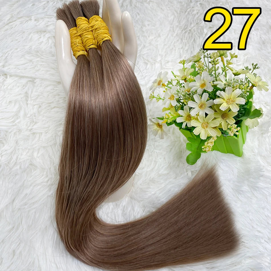 Straight Human Hair Bundles No Weft Natural Black Bulks Blonde Brazilian Remy Hair 100% Real Natural Hair Extension For Women