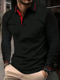 The new men's long-sleeved POLO shirt for Spring and Autumn 2025 features a casual and fashionable 3D pattern print
