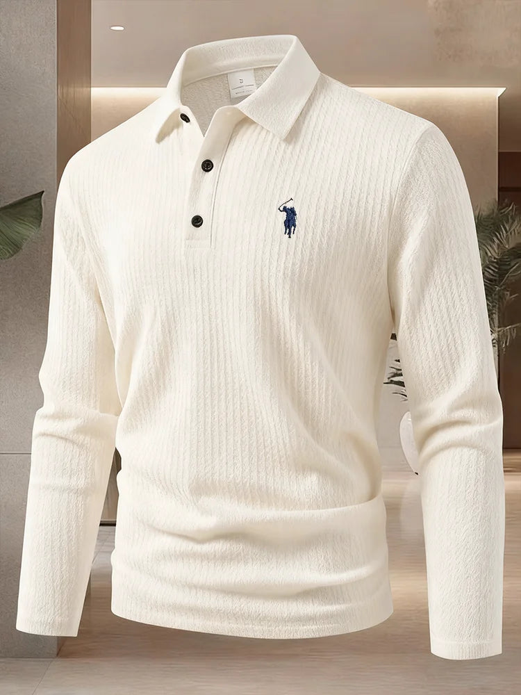 Men's polo shirt long sleeved high-end brand exquisite embroidery 2025 Spring and Autumn casual breathable fashion T-shirt top