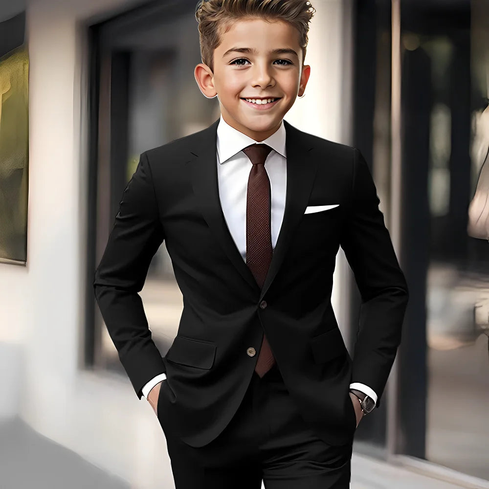 Brown Boys Suit 2 Piece Set Jacket Pants Wedding Kids Tuxedo Holiday Dress Boys Blazer Custom Clothes