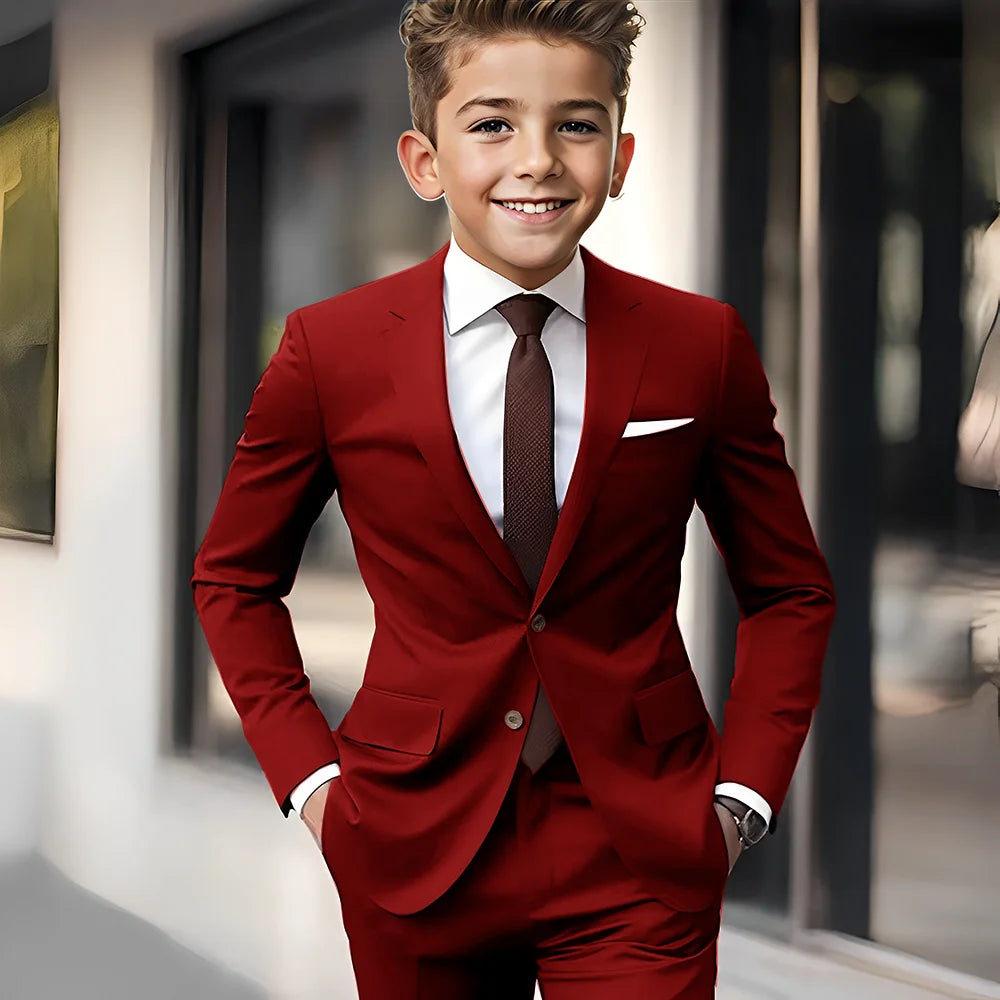 Brown Boys Suit 2 Piece Set Jacket Pants Wedding Kids Tuxedo Holiday Dress Boys Blazer Custom Clothes
