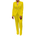 Women Blazer Suits Two 2 Pcs Sale Casual Slim Button Blazer Coats& Button Fitness Slim Full Blazer Pant Sets