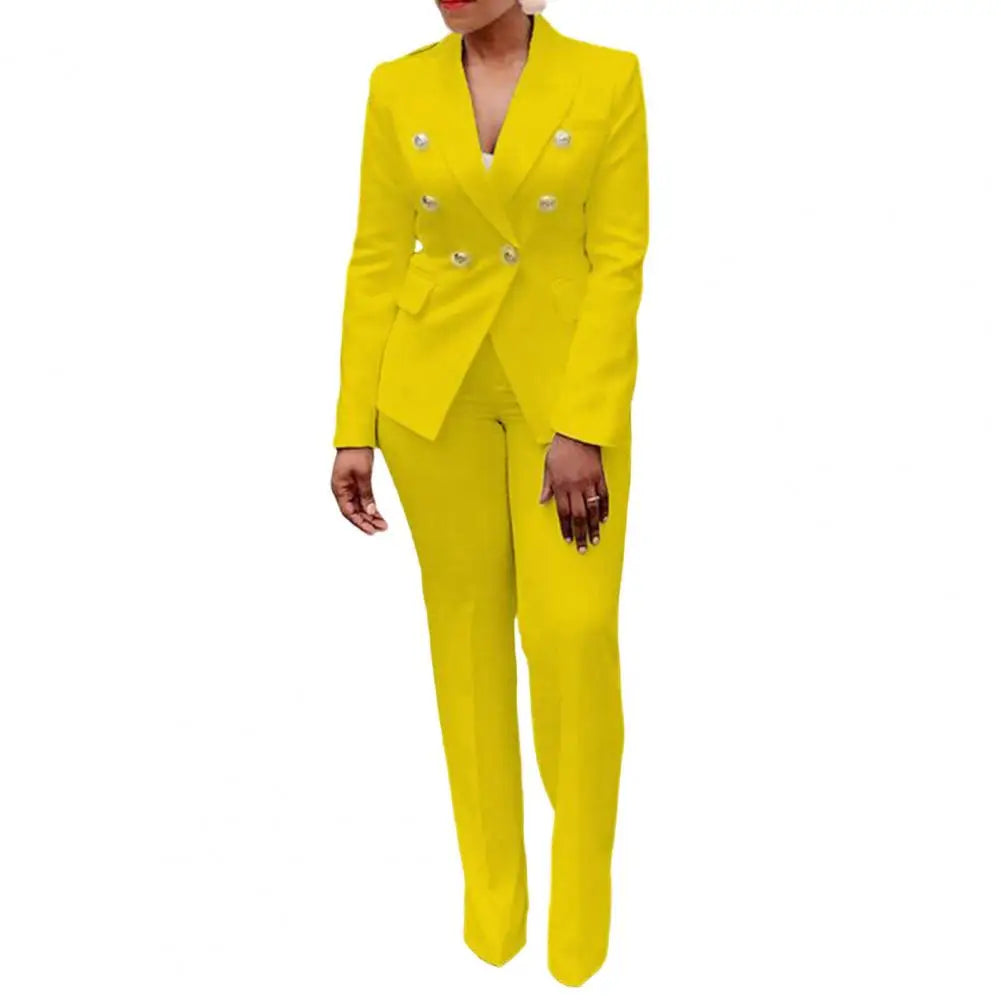 Women Blazer Suits Two 2 Pcs Sale Casual Slim Button Blazer Coats& Button Fitness Slim Full Blazer Pant Sets
