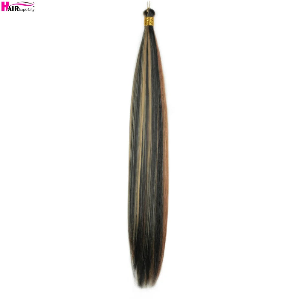 Bone Straight Braiding Hair 150g Silky Synthetic Hair For Box Braids Pre Stretched Ombre Crochet Braids Hair Extension