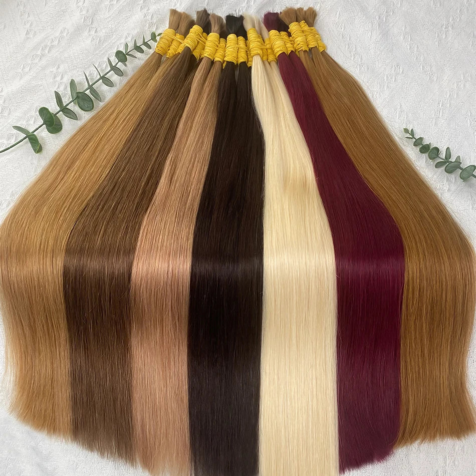 Straight Human Hair Bundles No Weft Natural Black Bulks Blonde Brazilian Remy Hair 100% Real Natural Hair Extension For Women