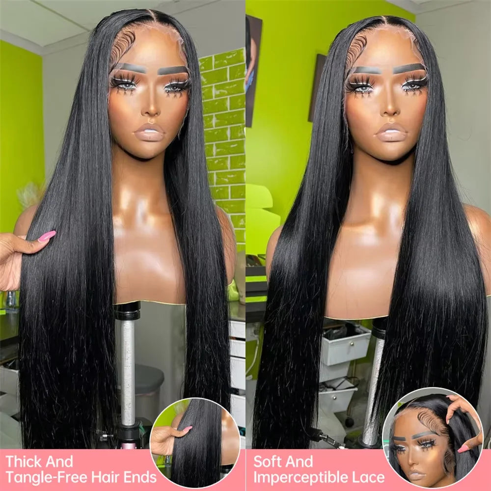 30 32 Inch Bone Straight 13x6 HD Transparent Lace Frontal Human Hair Wigs 200 Density Brazilian 13x4 Lace Frontal Wig For Women