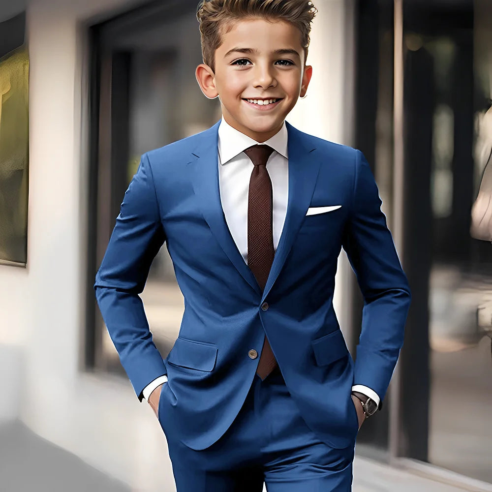 Brown Boys Suit 2 Piece Set Jacket Pants Wedding Kids Tuxedo Holiday Dress Boys Blazer Custom Clothes