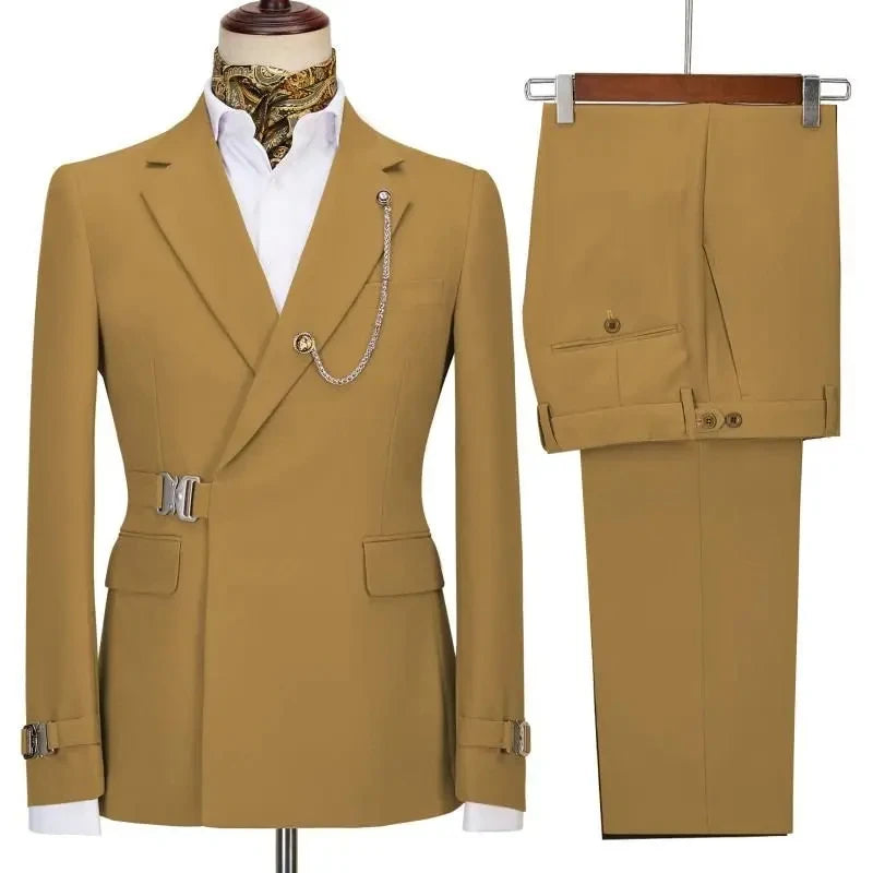 Men's Suits Blazer Pants for Men 2025 Jacket Italian Design Notched Lapel Party Wedding Slim Fit Costume Homme 2 Piece Clothing