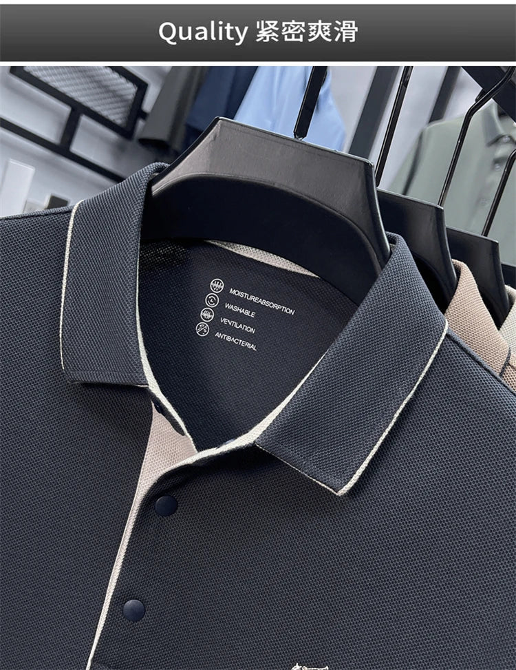 100% cotton high-end lapel comfortable short sleeved embroidered polo shirt for men's summer new fashion casual versatile top