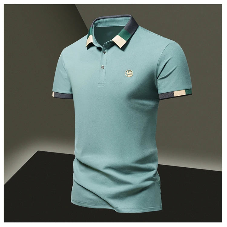 POLO shirt men's summer fashion ice silk quick drying short sleeved T-shirt solid color loose casual business collar top