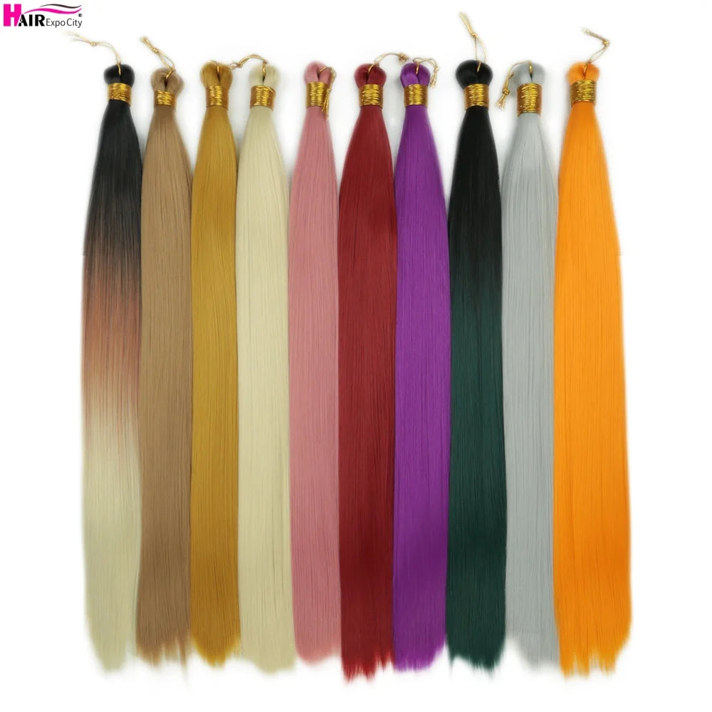 Bone Straight Braiding Hair 150g Silky Synthetic Hair For Box Braids Pre Stretched Ombre Crochet Braids Hair Extension