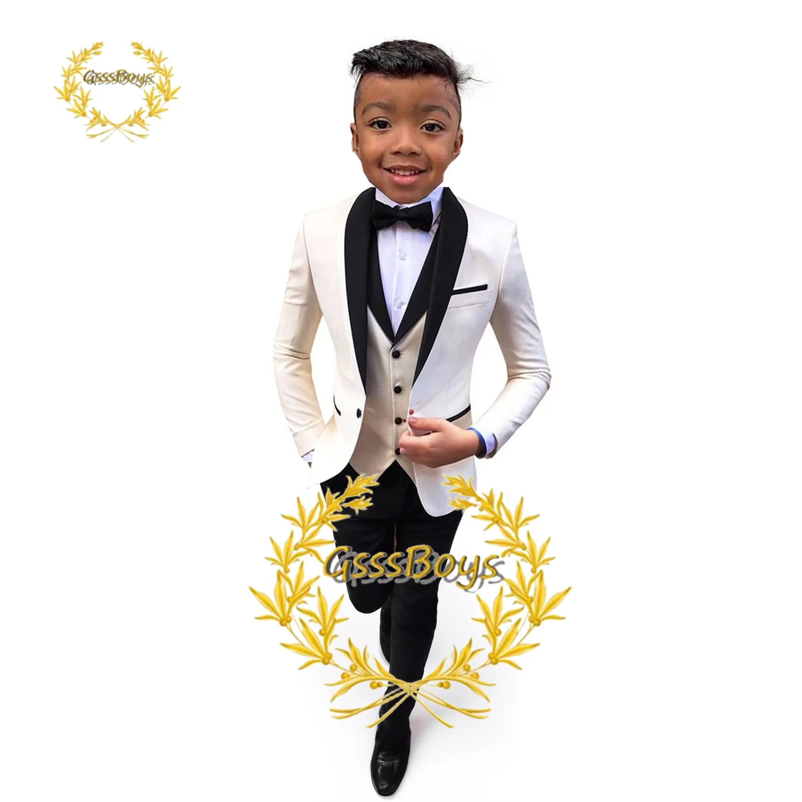 Boys Suit Wedding Tuxedo 3 Piece Shawl Collar Jacket Pants Vest Child Formal Blazer Set Slim Fit Outfit costume garcon mariage