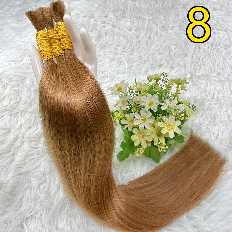 Straight Human Hair Bundles No Weft Natural Black Bulks Blonde Brazilian Remy Hair 100% Real Natural Hair Extension For Women